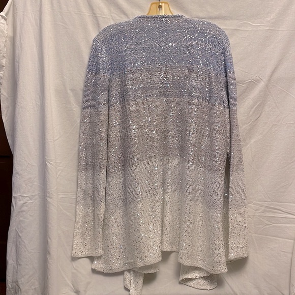 Laura Ashley Blue Ombré Sequined Cardigan - Picture 2 of 6